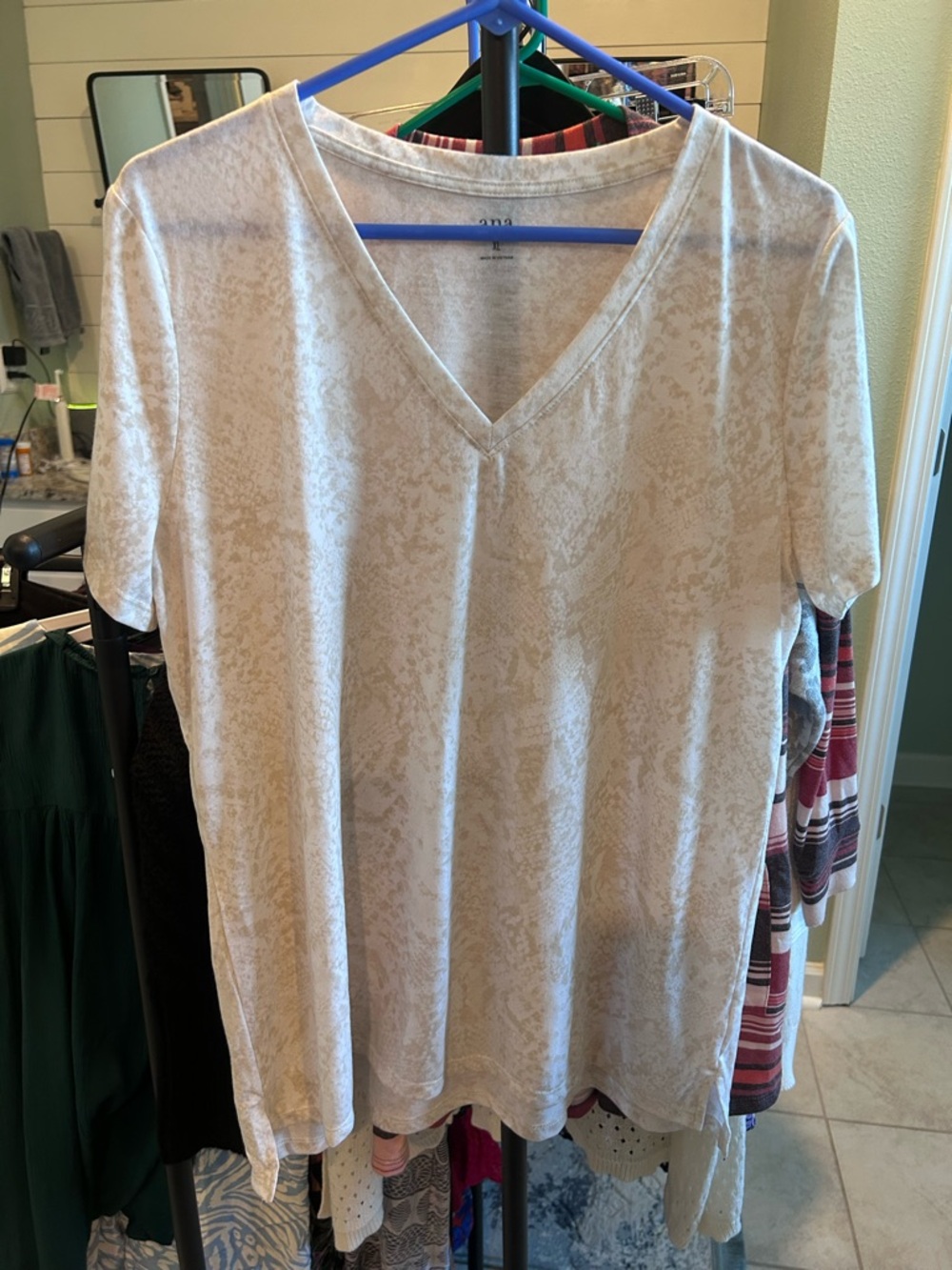 a.n.a Light Beige V-Neck Short Sleeve Tee